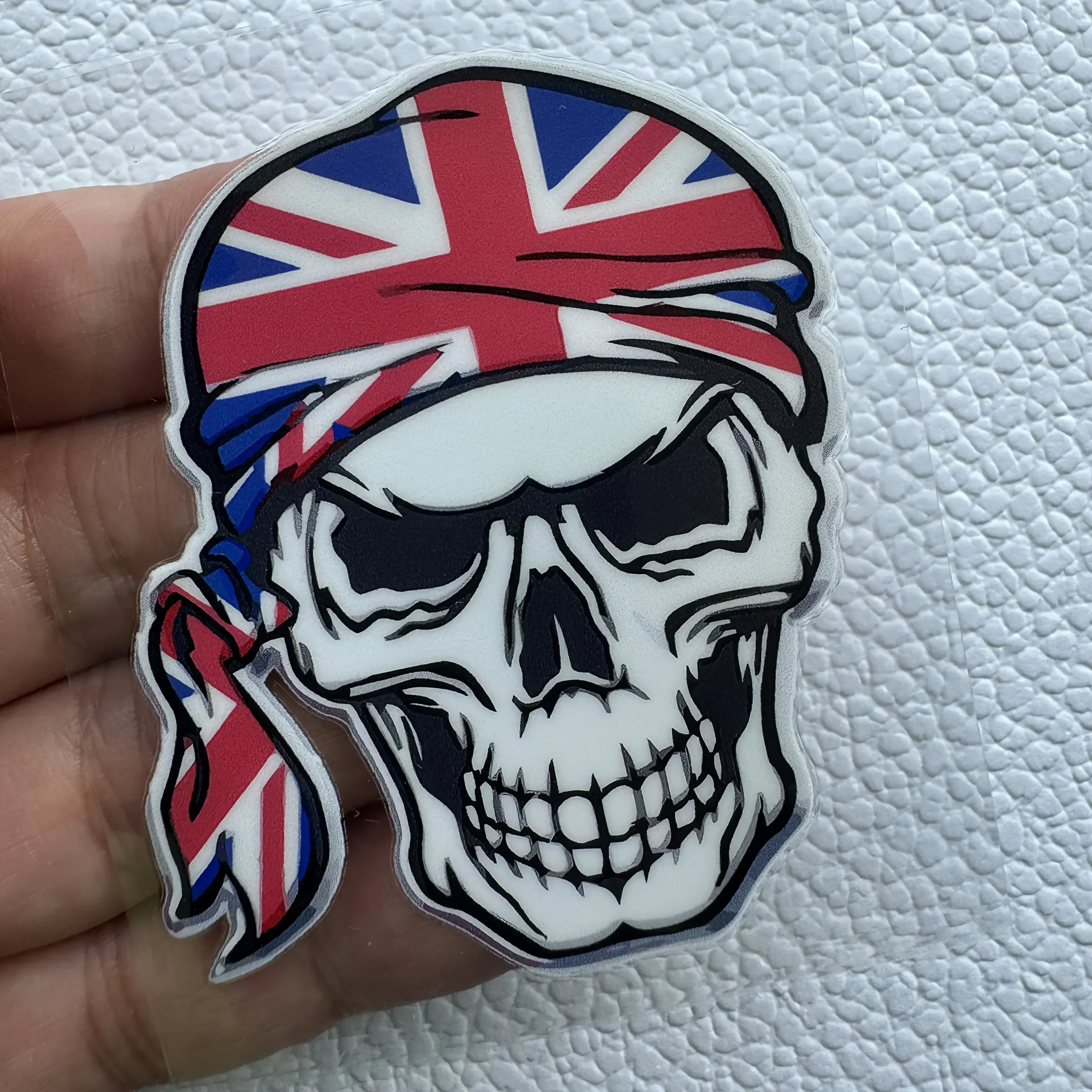 2 قطعة/المجموعة المملكة المتحدة العلم الجمجمة السيارات موتو ملصق، منفعل تصميم مائي لسيارة دراجة نارية، ملحق التخصيص الخارجي