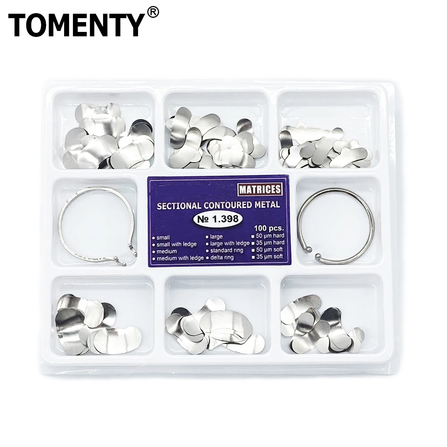 TOMENTY Dental Matrix With Springclip No.1.330 Sectional Contoured Metal Matrices Full Kit For Teeth Replacement Dentist Tools