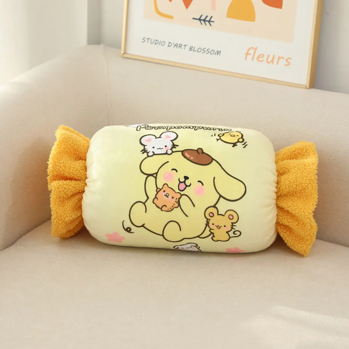 Leuke Sanrio Kuromi Pluche Kussen Cartoon Snoep Pluizige Handwarmer Dutje Kussen voor Studenten Anime Bank Decoratie Zoete Meisje Stijl