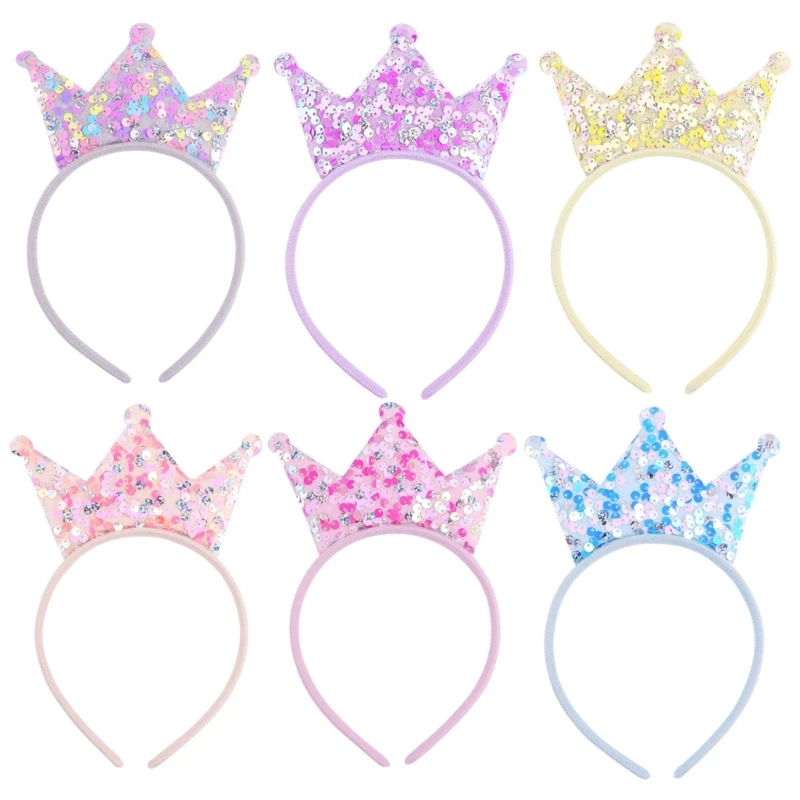 Diadema brillante para niña, tocado para fiesta cumpleaños, aro para con lentejuelas, disfraz para niños,