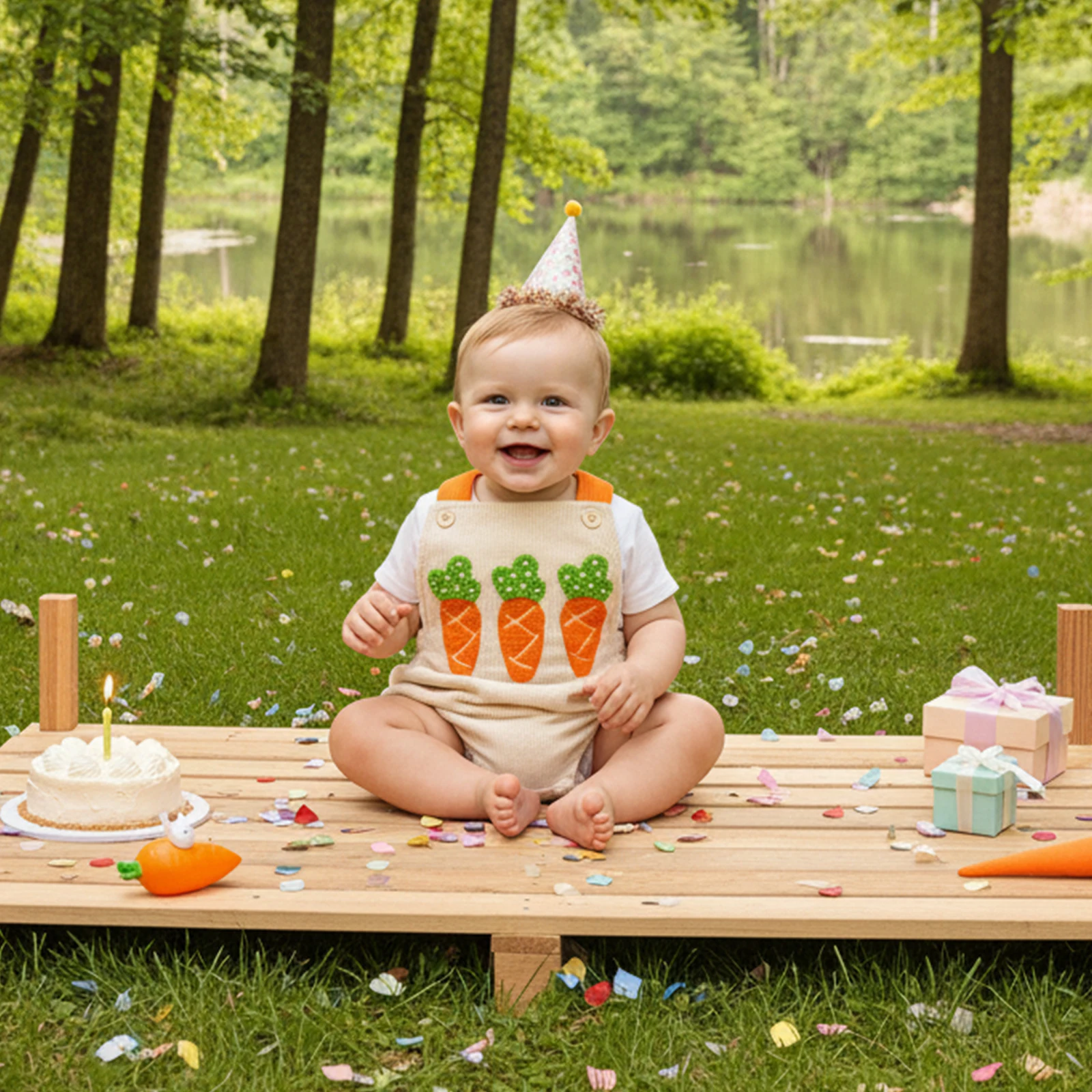 

Детский комбинезон VISgogo без рукавов с вышивкой в виде морковки, пасхальная одежда для девочек и мальчиков