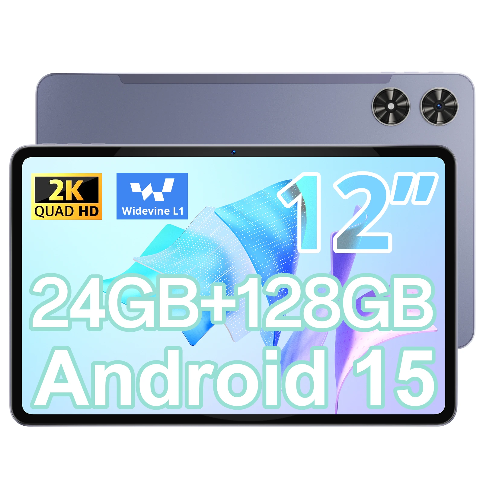 SVITOO Android 16 Tablet 2025 12 inch 2000 x 1200 2K-scherm Octa-core processor 30 GB RAM 128 GB ROM 1 TB uitbreidbaar 8800 mAh batterij WiFi 5 Bluetooth 5.0 GPS Widevine L1 Nederlands
