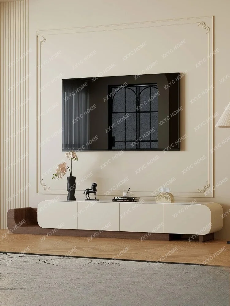 L*Medieval retractable microcrystalline stone TV cabinet living room retro small apartment floor model