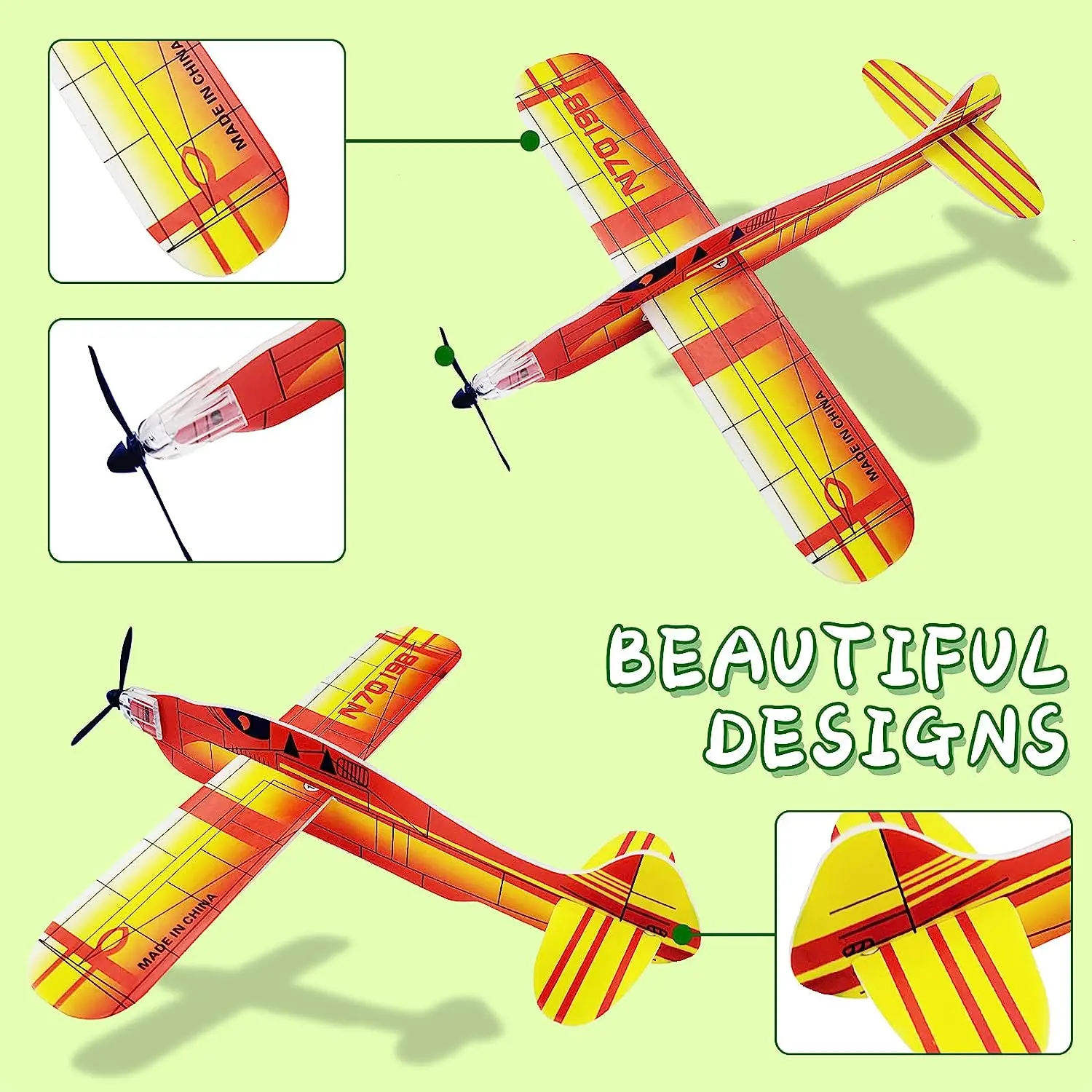 24 Pcs 8 Inch WW II Glider Planes - Birthday Party Favor Plane, Great Prize, Glider, Flying Models