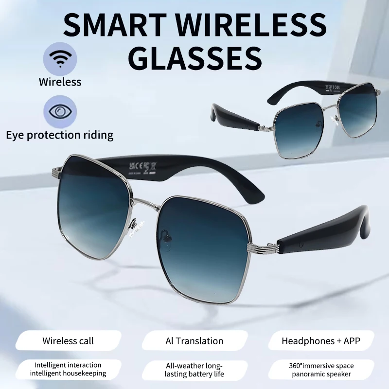 

LIGE 2025 New Smart Glasses Fashion Sunglasses Bluetooth Call UV400 Hiking Fishing Al Intelligent Wireless Translation Glasses