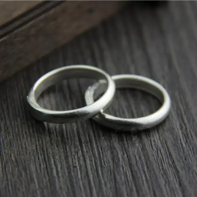 Handmade Ring Simple Real Pure 100% 925 Sterling Silver Rings For Women Open Type Matt Processing