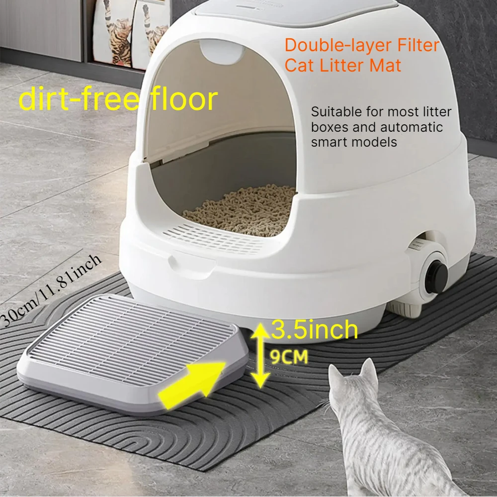 Cat Litter Mat - Tapis anti-éclaboussures double couche pour litière