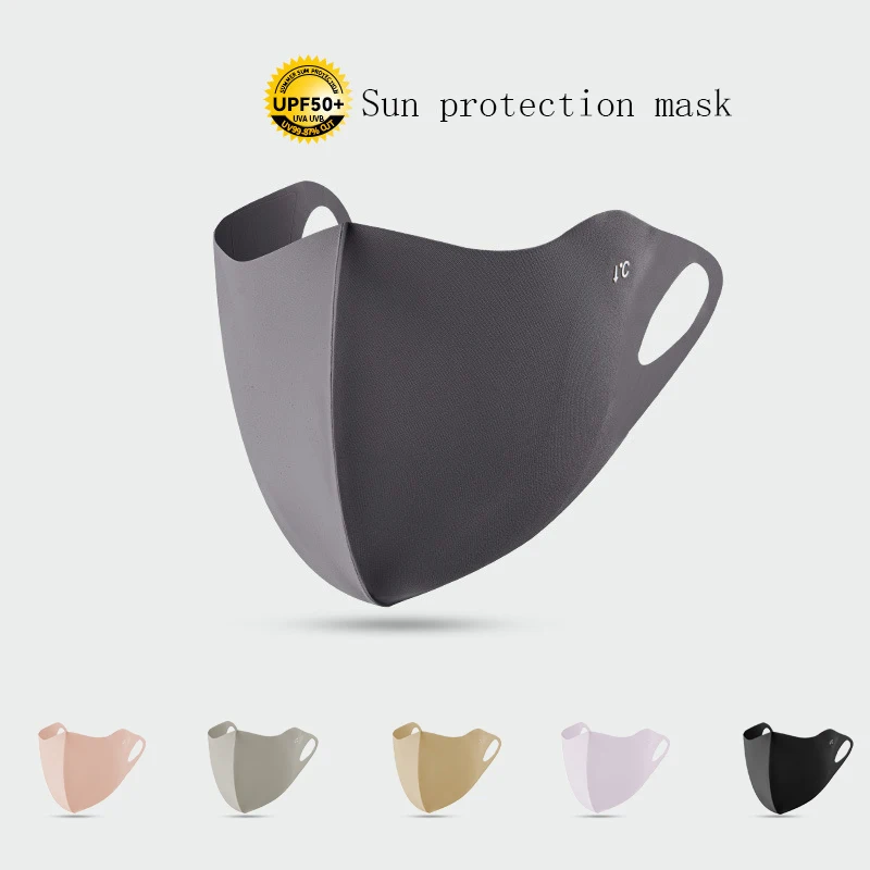 Outdoor Sunscreen Mask Women Girl Ice Silk Face Mask Breathable Mesh Face Cover Driving Riding Hiking Hunting Running Sport Mask