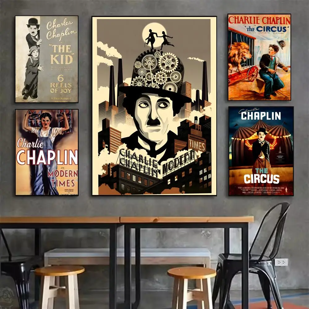 C-Charles Spencer Chaplin Poster Poster Self-adhesive Waterproof Sticker Dormitory Restaurant Wall Decor