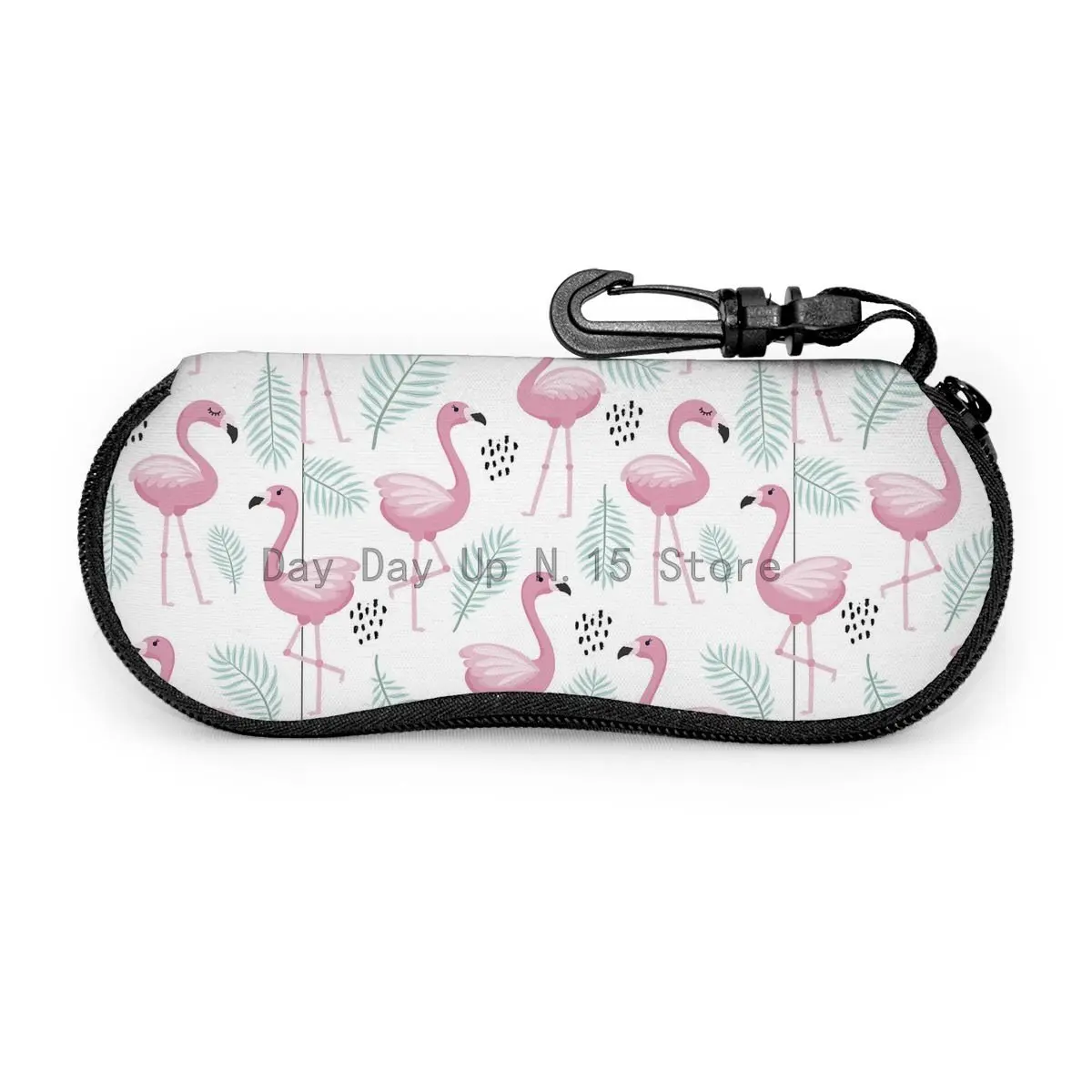 Tropical Flamingo Sunglasses Soft Case For Women Men Large Zipper Eyeglass Hook Case