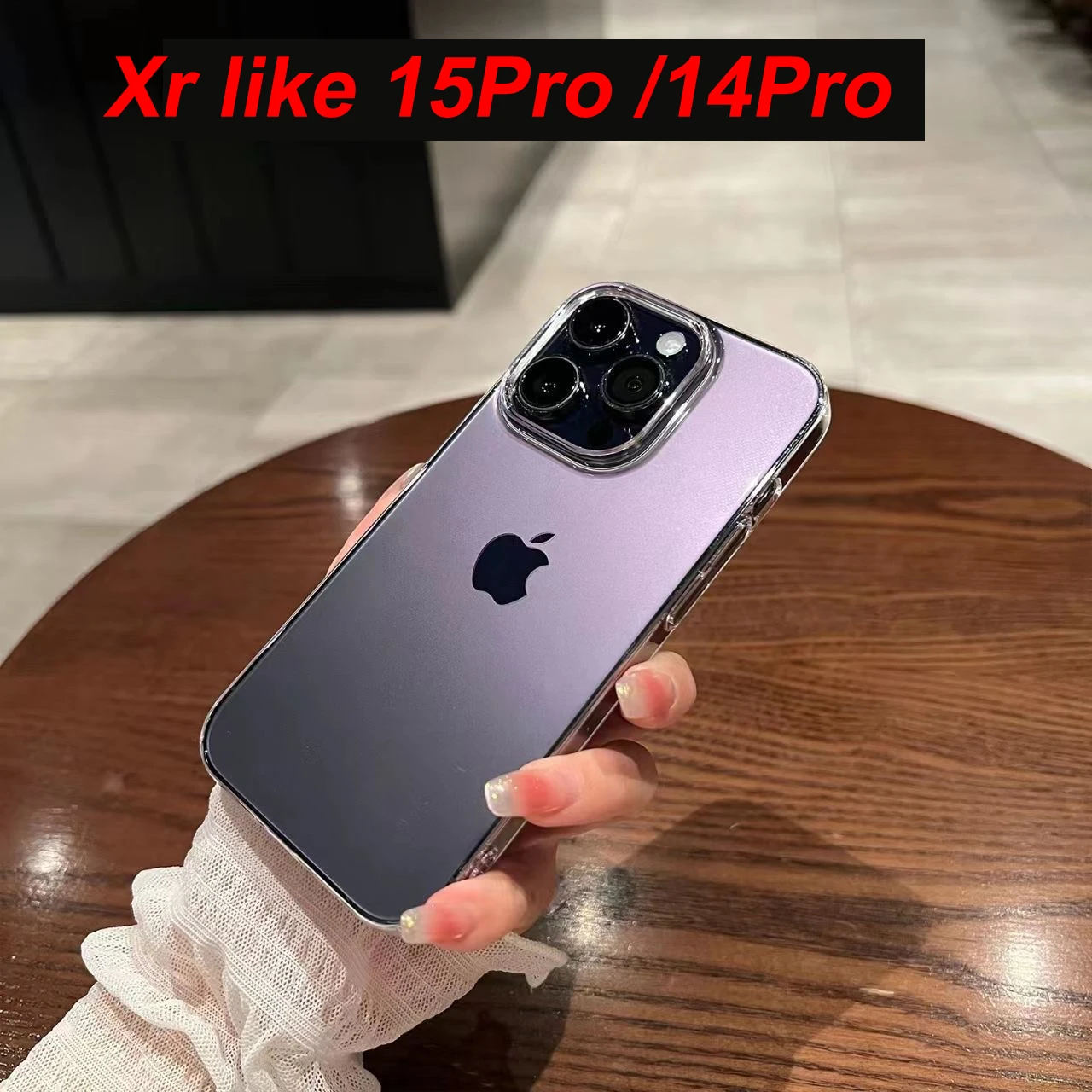 Transparent Big Hole Phone Case For iPhone Xr Converted to 15pro Back Cover Xr Turned to 14Pro 13pro Soft Protect Case