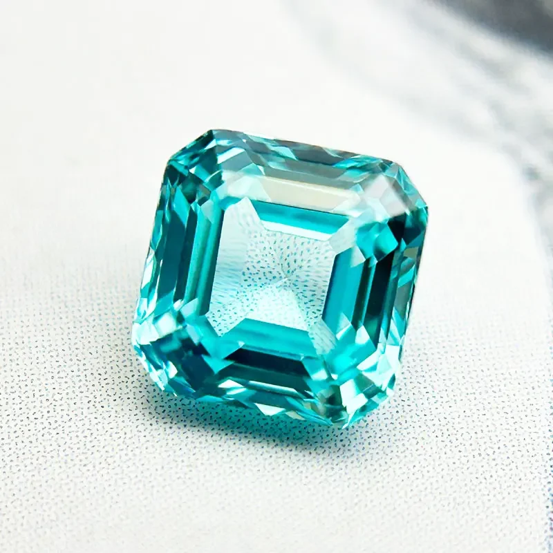 H-Lab gezüchteter Saphir in Paraiba-Farbe, quadratische Form, Asscher-Schliff, VVS1, der Charme der Schmuckherstellung mit Zertifikat, Großhandelspreis – Detail 4