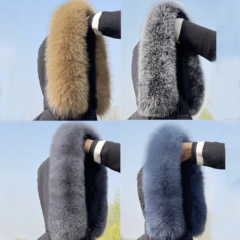 

Natural real fox fur collar real fur collar men and women winter warmth general down jacket hat clothing accessories scarf
