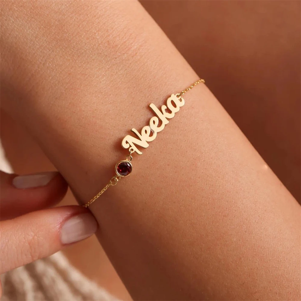 

Custom Personalizad Birthstone Bracelets For Women Jewelry Personalisiert 12 Constellation Name Bracelet Valentine Day Gifts