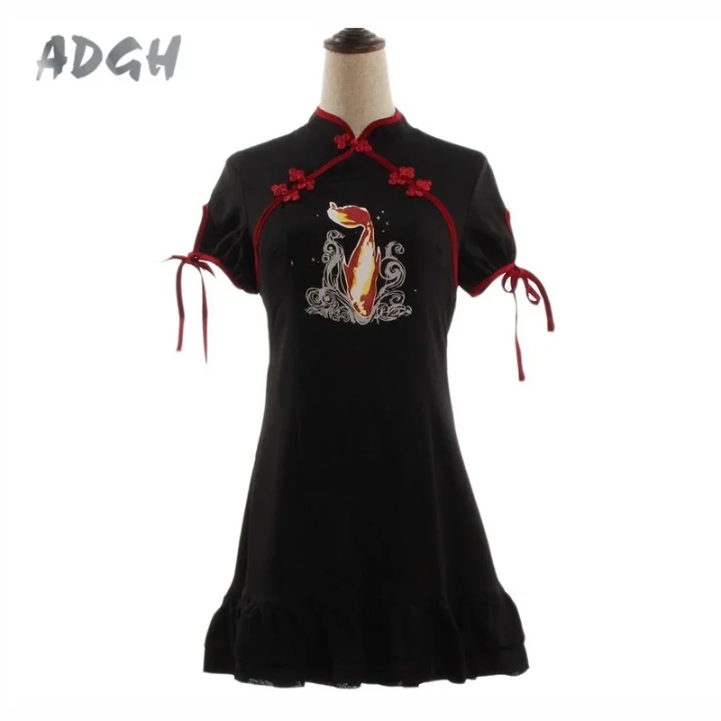 New Chinese Style Koi Women's Dark Sweet Cool Improvement Cheongsam Summer Short Sleeve Vestido Lolita Women Dress