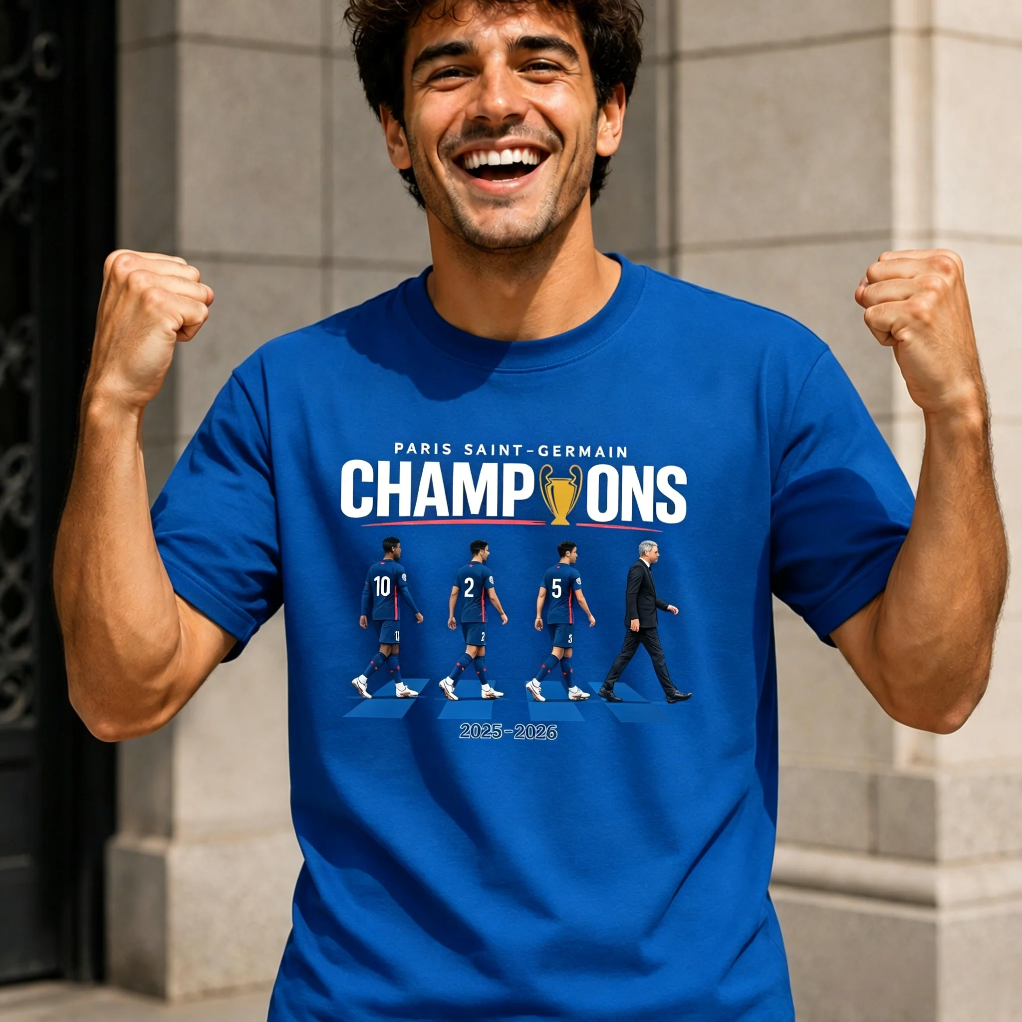 Camisa dos Vencedores da Liga dos Campeões PSG 2026 Paris Saint Germain Presente para Fãs de Futebol Verão Moda Masculina e Feminina