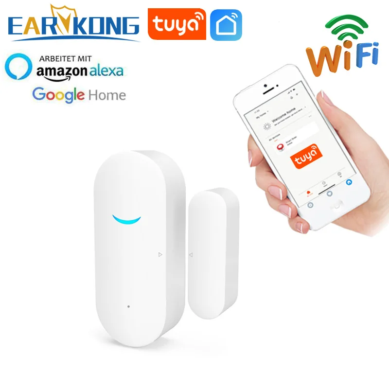 Tuya Smart WiFi Door Sensor Door Open / Closed Detectors Wifi Home Alarm Compatible With Alexa Google Home  Tuya APP