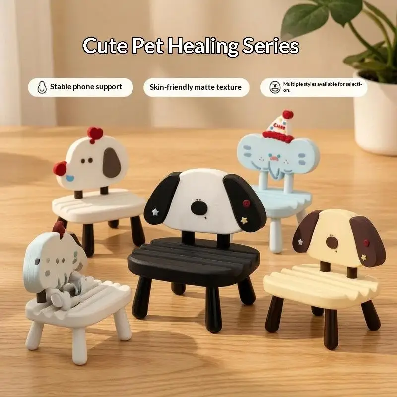 1Pc Cartoon Chair Shaped Phone Holder Stable Support Skin-Friendly Matte Stand for Desktop Home Office Video Watching view 3