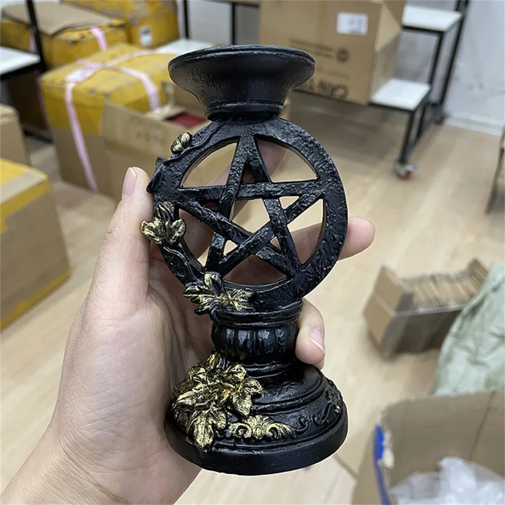 Pentagram Relief Flower Resin Crystal Ball Base Ornament Magic Energy Ball Display Suitable Pedestal for 6-8cm