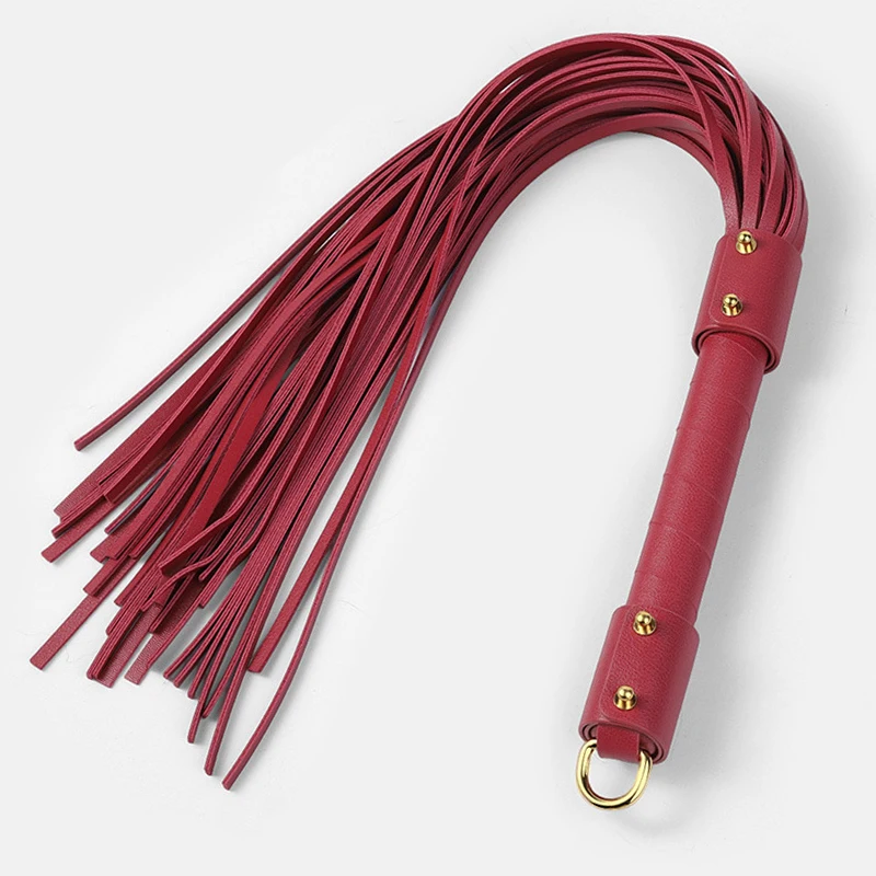 60CM PU Leather Horse Whip,Handmade Suede Flogger Bull Whip Cowhide Horse Riding Whip Handle with Iron Hoop