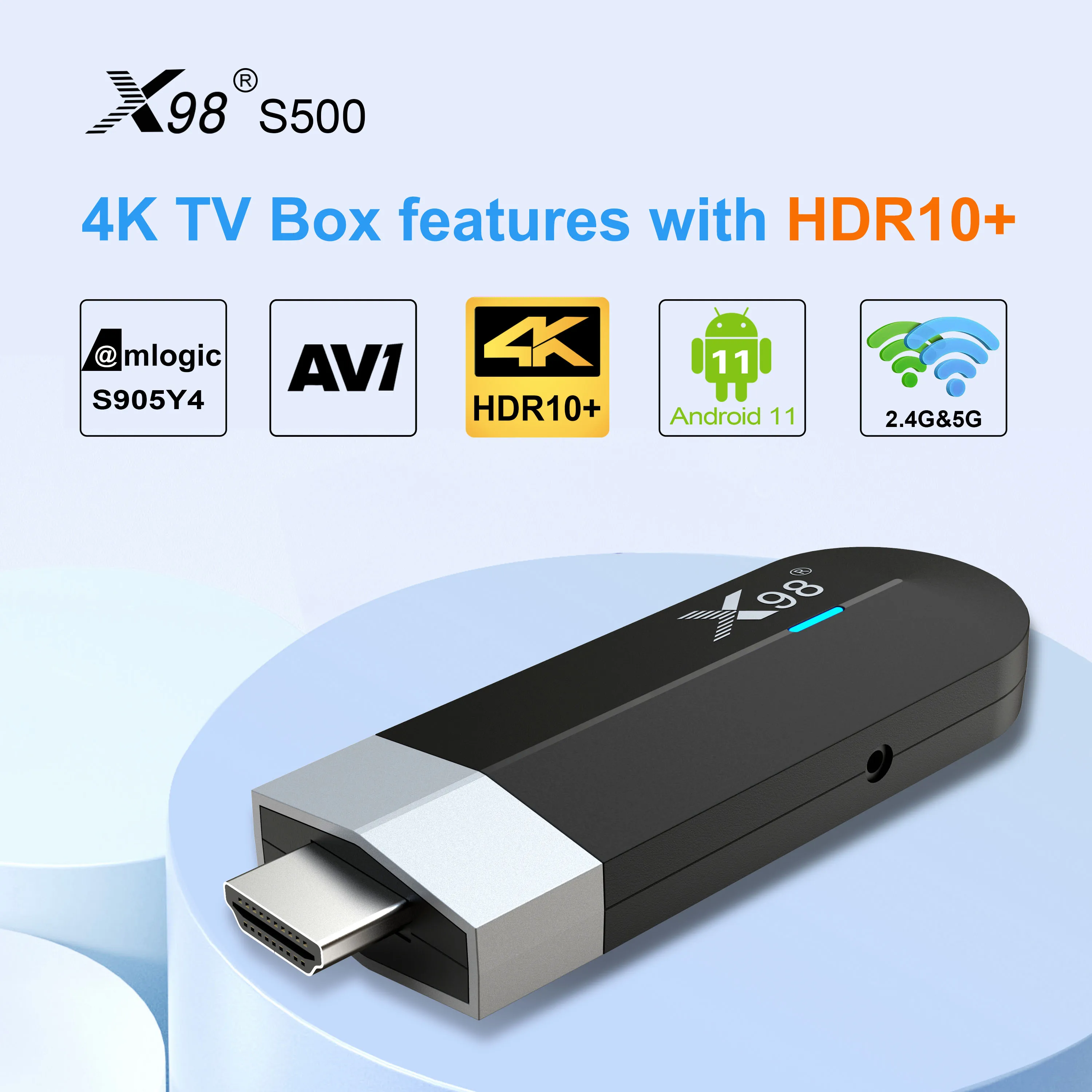 Original X98 S500 Android11 Smart TV Stick Amlogic S905Y4 Quad Core 4G/32G 2.4/5G WIFI BT HDR10+ 4K Portable TV Prefix VS X96S