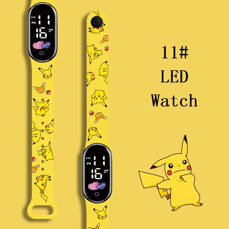 

Pokemon Strap LED Electronic Watch Fashion Colorful Bracelet Touch Waterproof Anime Character Pikachu Kid Digital Watches