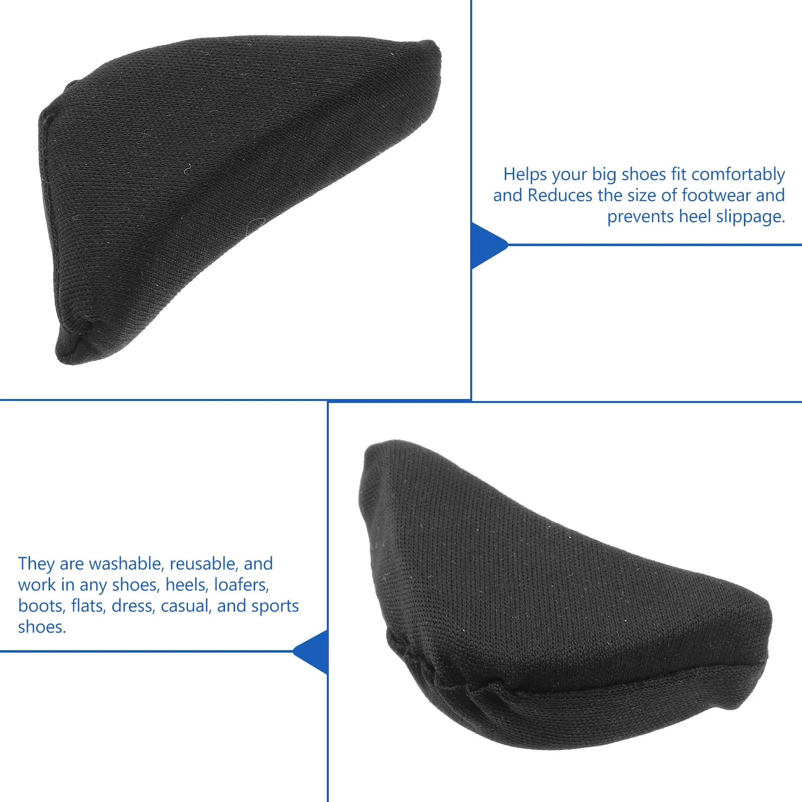 

Soft Sponge Shoe Fillers For Big Shoes Reusable Comfort Insoles Anti-Slip Heel Pads Foot Care Inserts For Men Women