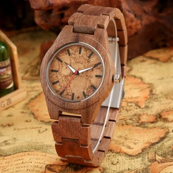 Natural Vintage Walnut Wood Watch for Ladies Quartz Wooden Band Bracelet Wristwatches Folding Clasp Women's Watches New 2022