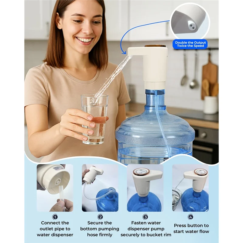B98A-Water Dispenser, Portable Electric Water Bottle Pump With Timer Function,For 5 Gallon Bottles–For Home, Kitchen, Camping Us