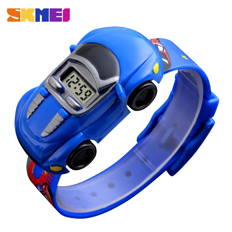 SKMEI-Montre-bracelet de voiture colorée pour enfants, montre-bracelet de dessin animé créatif pour garçons et filles