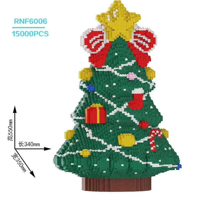 55Cm Christmas Tree Diy Small Particles Building Block Educational Difficult Plastic Toys Adult Boy Girl Puzzle Christmas Gift