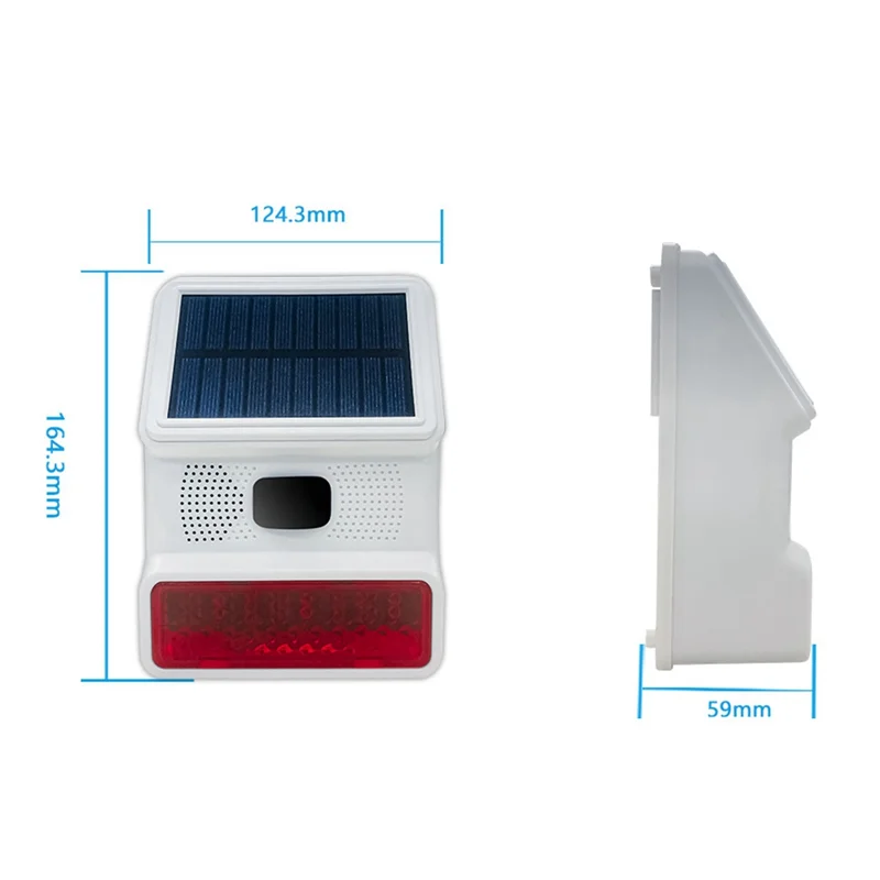 Alarme recarregável sem fio Solar Powered, Corpo Humano Sensing Alarme, IP65 Função impermeável para exterior, 433MHz