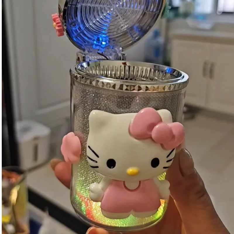 Kawaii Sanrio Hello Kitty Personality Led Light-Up Car Ashtray with Cover Cartoon Car Decoration for Men and Women Holiday Gift - view 6
