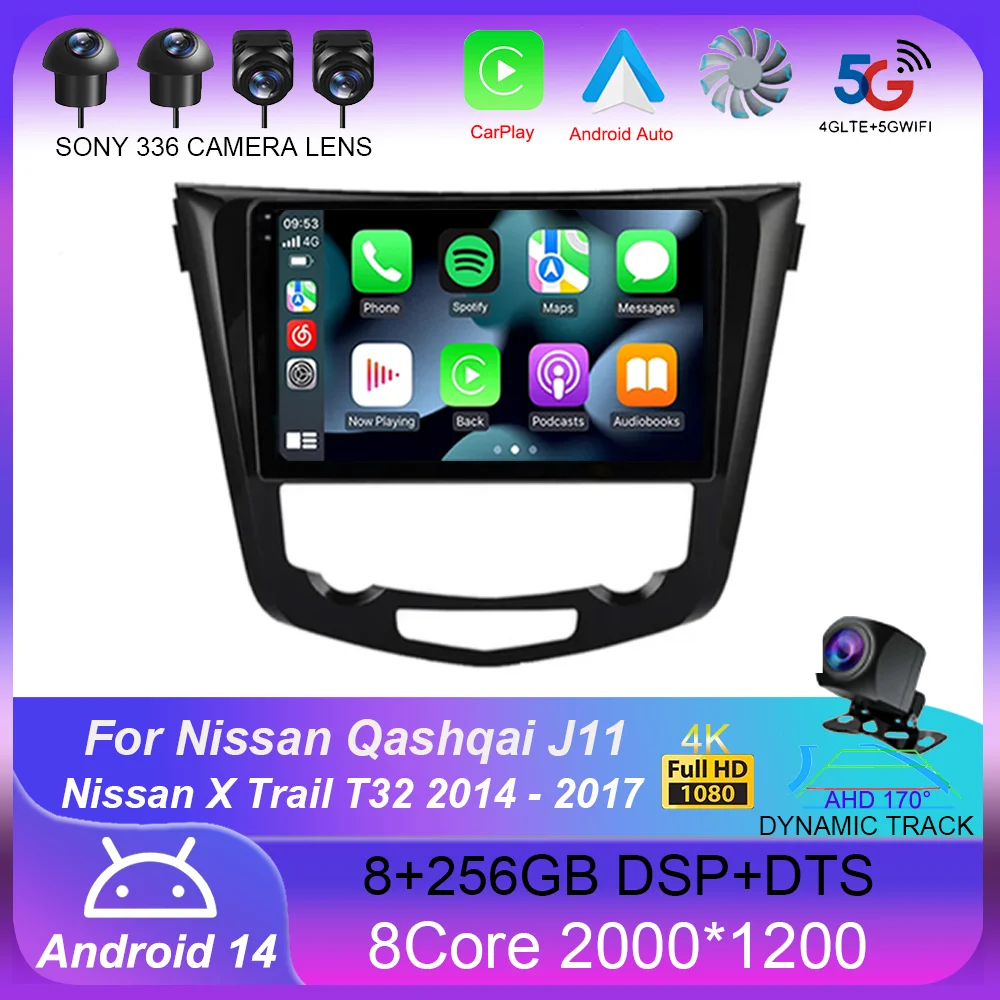 

Android14 For Nissan Qashqai J11 Nissan X Trail T32 2014 - 2017 2Din Stereo Autoradio Carplay Car Radio Multimedia Video Player