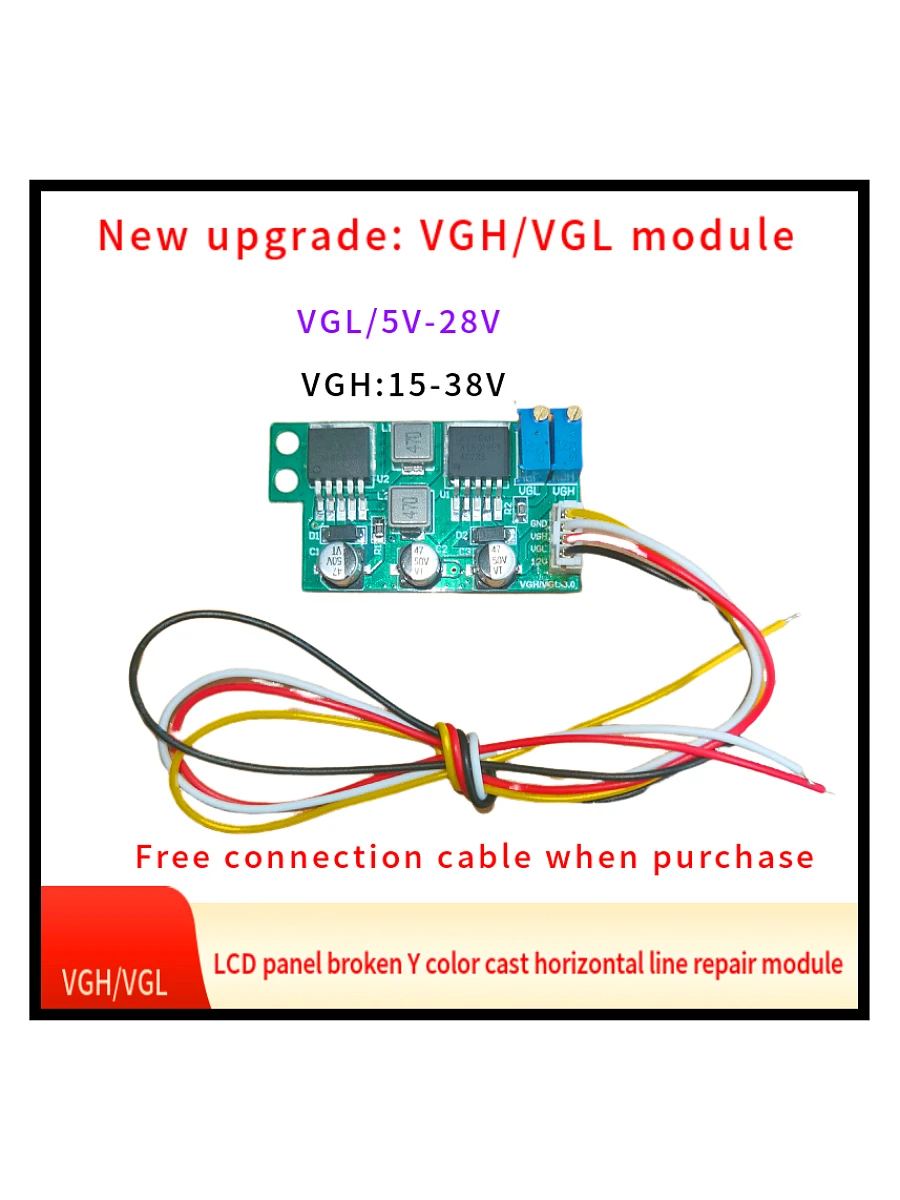 Vgh vgl dc módulo, reparação do painel lcd, quebrado y cor, linha horizontal