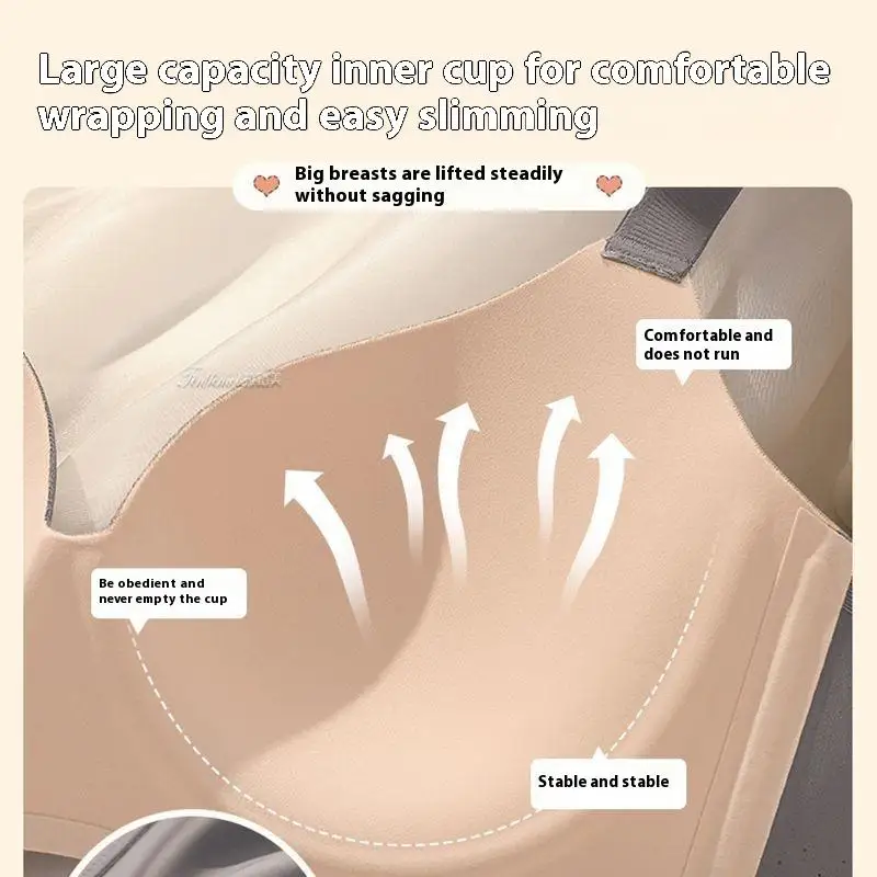 Plus Size Seamless Bra for Women, Comfort Lingerie, Bridal, Basic, Minimalist, Soft Underwire, Side Support, Anti-Sagging