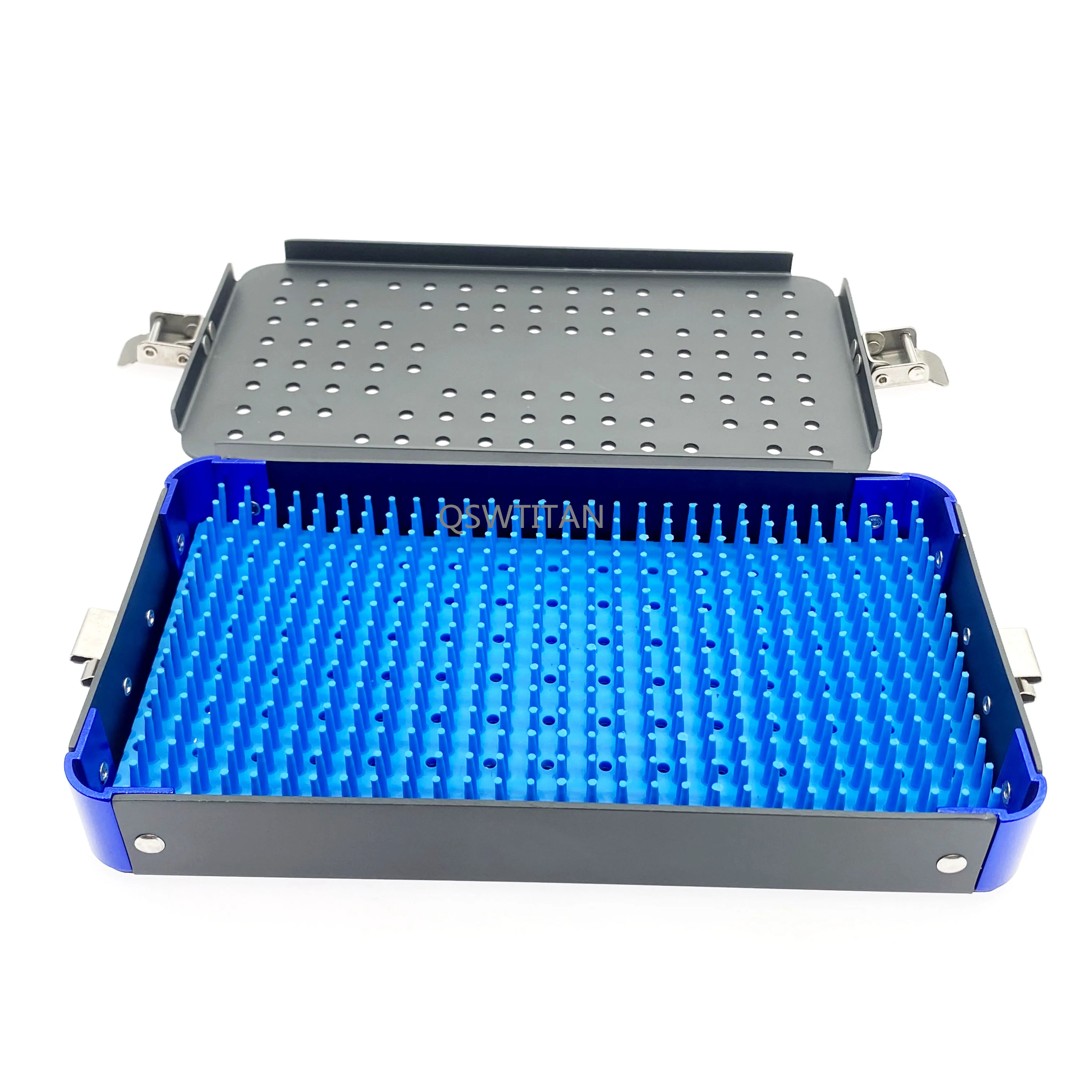 Aluminum Sterilization Tray Case  Box with Silicone Pad Dental Eye Surgical Instrument