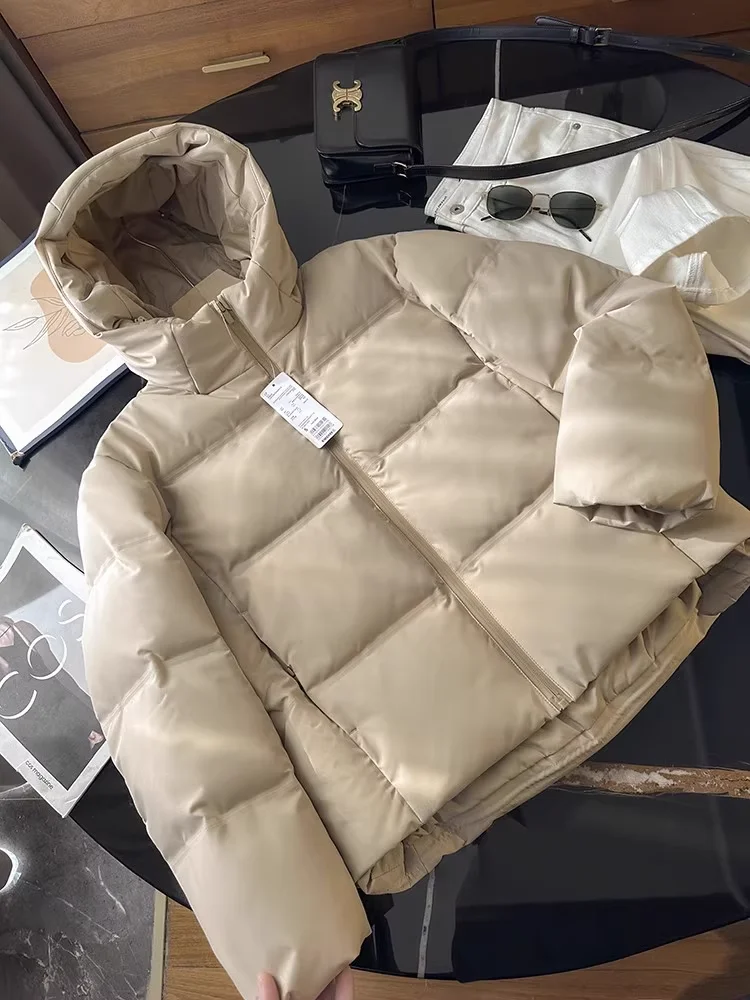 

Женская утепленная куртка-пуховик с капюшоном, водонепроницаемая, теплая, на пуху, повседневная, утолщенная, с длинными рукавами, на молнии