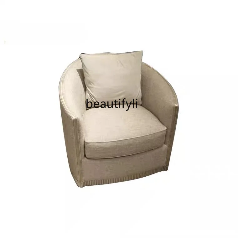 American-Style Solid Wood Swivel Chair Fabric Leisure Chair Retro Personality Single Seater Soft Bag Sofa Chair