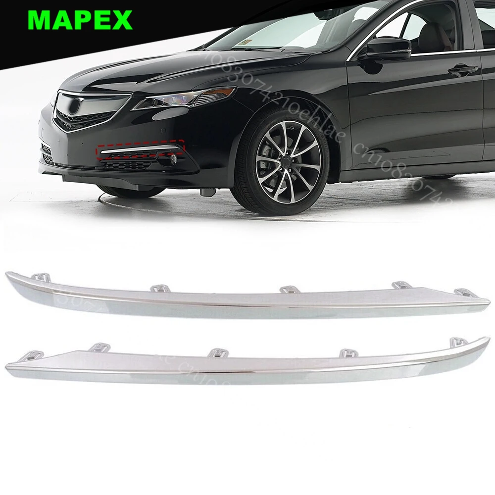 

Left & Right Front Bumper Trim Chrome Molding For 2015 2016 2017 Acura TLX Sedan
