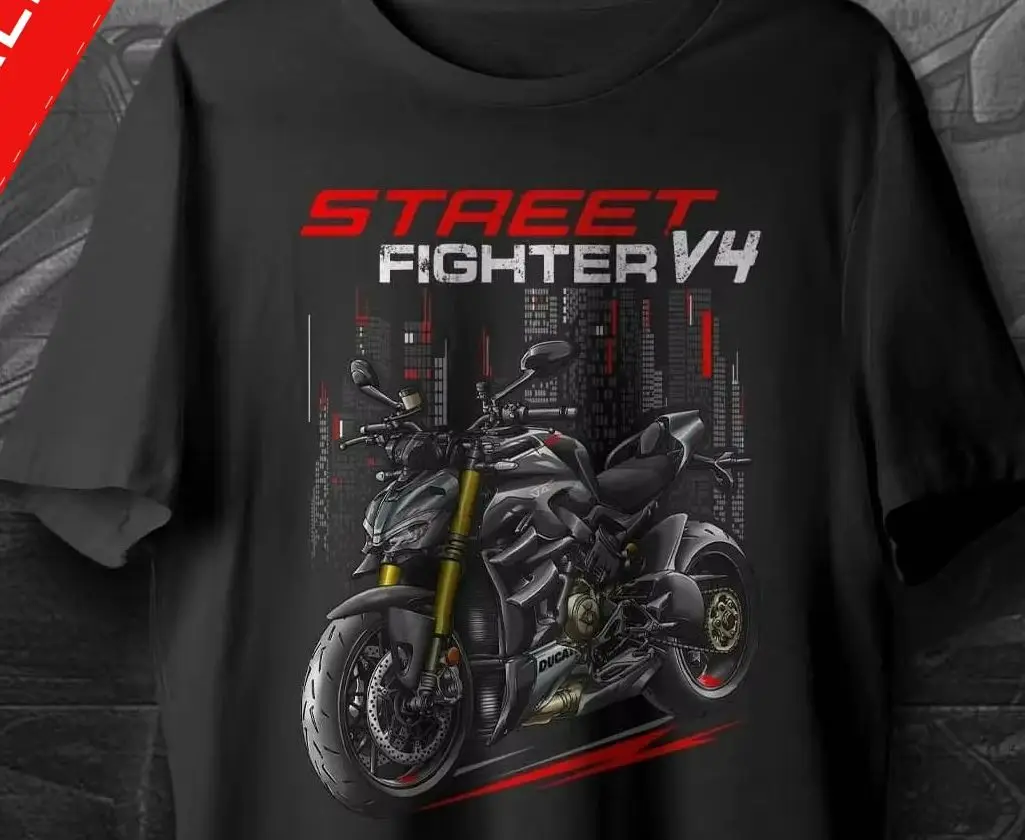 

2020-2023 Models Italy Streetfighter V4 Motorcycle T-Shirt 100% Cotton O-Neck Short Sleeve Casual Mens T-shirt Rider Streetwear