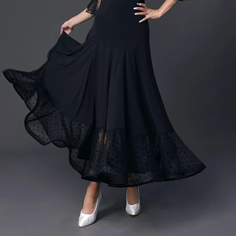 2023 جديد قاعة الرقص ملابس النساء قصيرة الأكمام اللاتينية الرقص القمم شبكة تنورة الكبار اللاتينية الرقص المنافسة فساتين SL9374 #3