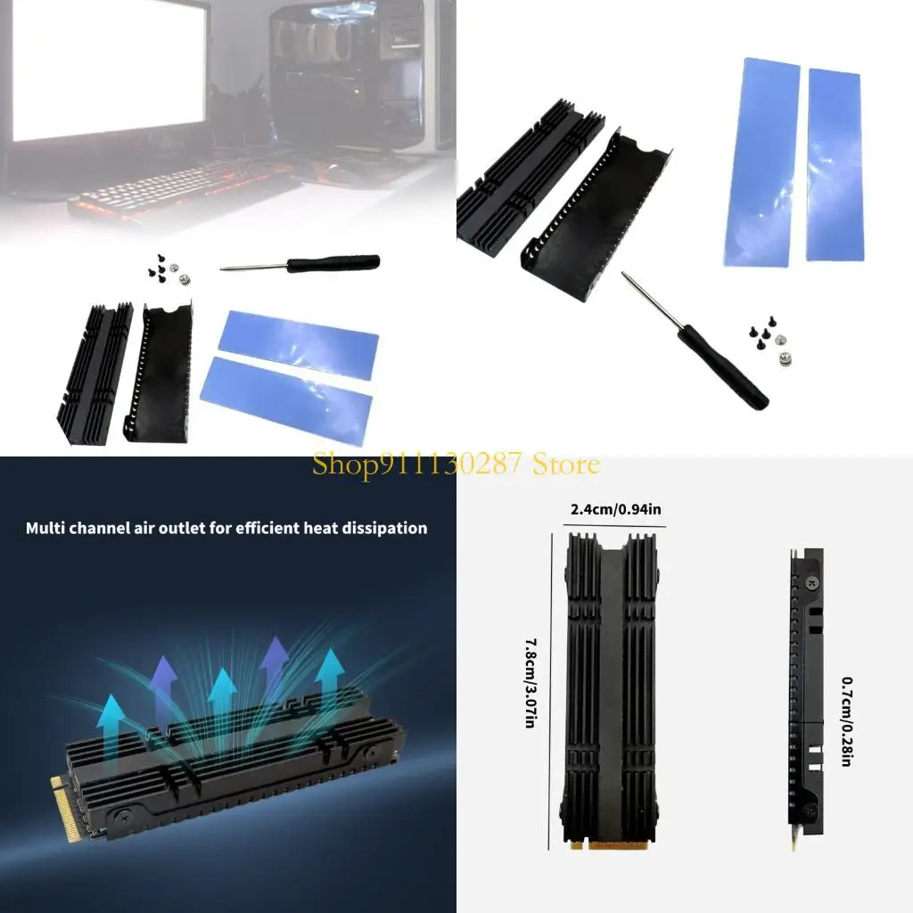 

J1HC Aluminum Heatsink Heat Dispersion Cooling For PCIe Solid Disks Increased Area Reduces Heat Load