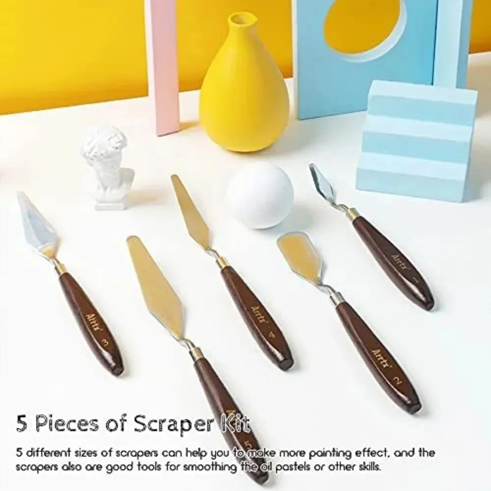 Arrtx 5 Pieces Painting Knives Stainless Steel Spatula Palette Knife Oil Painting Accessories Color Mixing Set for Acrylic Paint