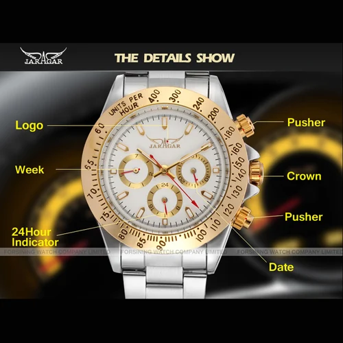 Imagen 2 del producto JARAGAR relojes automáticos multifuncionales de lujo para hombre, pulsera masculina resistente al agua mecánica Vintage de acero inoxidable