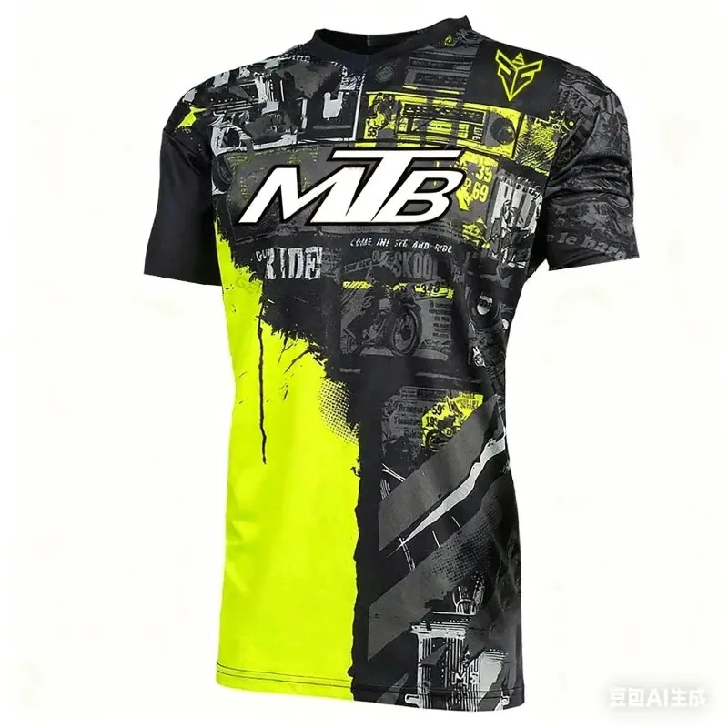 

Summer Men's Cycling 3D Printed Quick Drying T-shirt, Short Sleeved Shirt with Full Printed Pattern, Football Jersey Sportswear