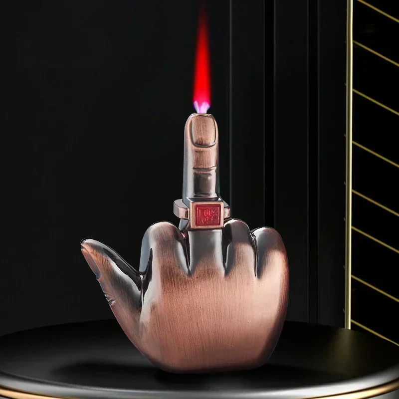 

Funny Middle Finger Torch Lighter with Fuk You Voice Windproof Jet Flame Lighters Smoking Accessories Refillable Butane Lighter