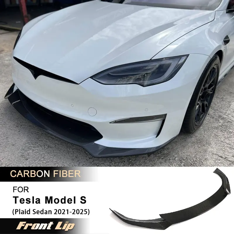 

Спойлер-накладка на передний бампер для Tesla Model S Plaid Sedan 2021-2025, гоночный передний спойлер-фартук, защитный обвес, карбон
