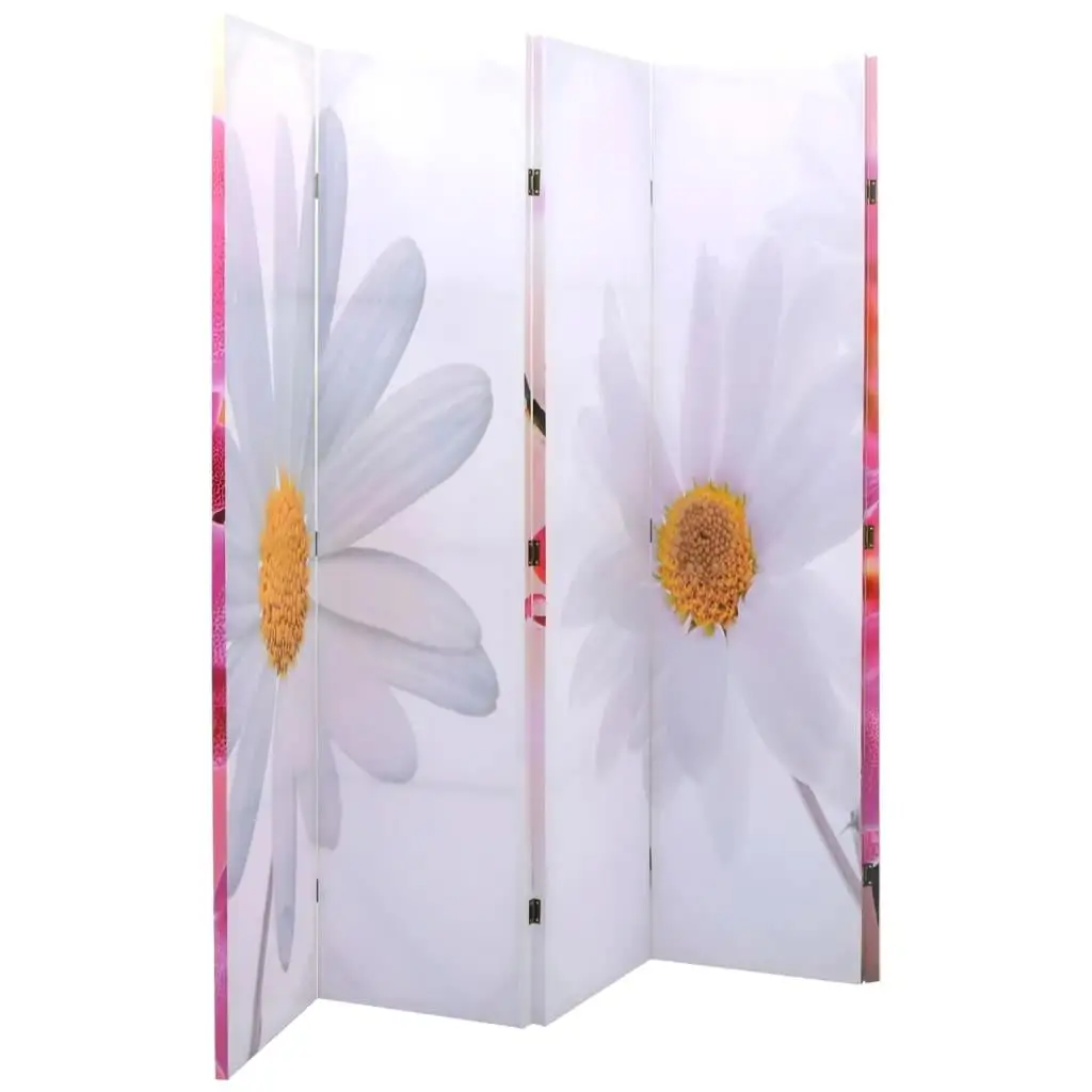 200x170 cm Folding Room Divider - Elegant Flower Design for Stylish Space Separation