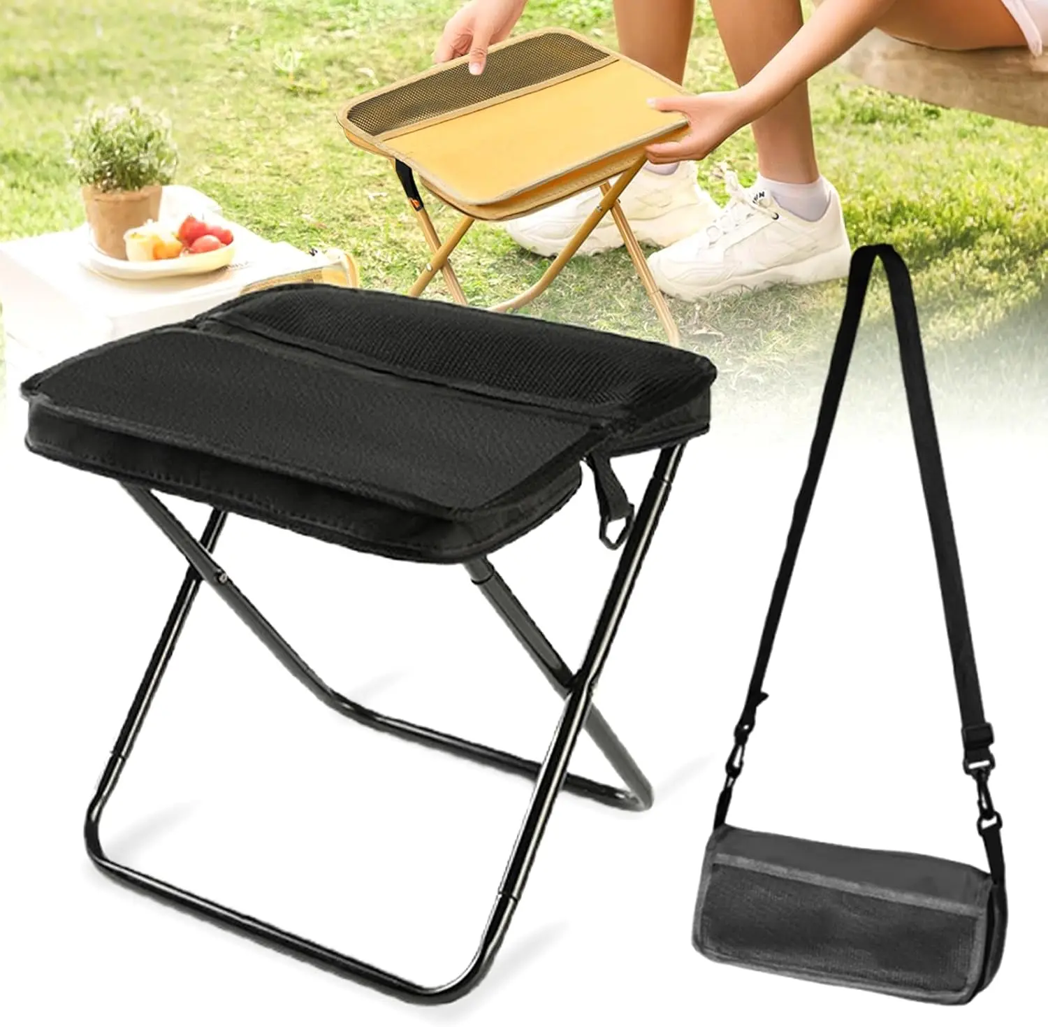 GMOX Portable Folding Camping Chair 1.5lbs Ultralight Heavy Duty 400lb Load Backpacking Chair with Shoulder Strap for Outdoor Hiking